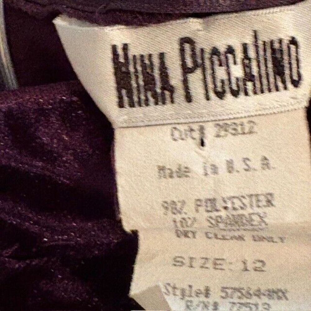 Vintage 90s Nina Piccalino Purple Velvet Maxi Gown Size 12 - Picture 9 of 16